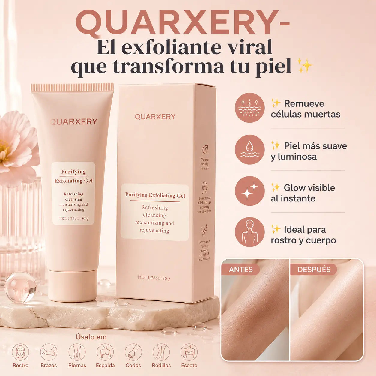 El gel exfoliante más viral✨ Deja la piel más suave, luminosa y limpia desde la primera aplicación