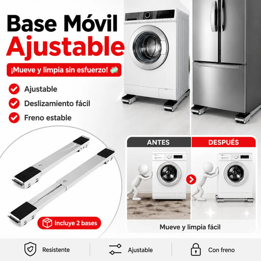 Base Móvil Ajustable | Mueve y limpia debajo de tus electrodomésticos sin esfuerzo💪🛞