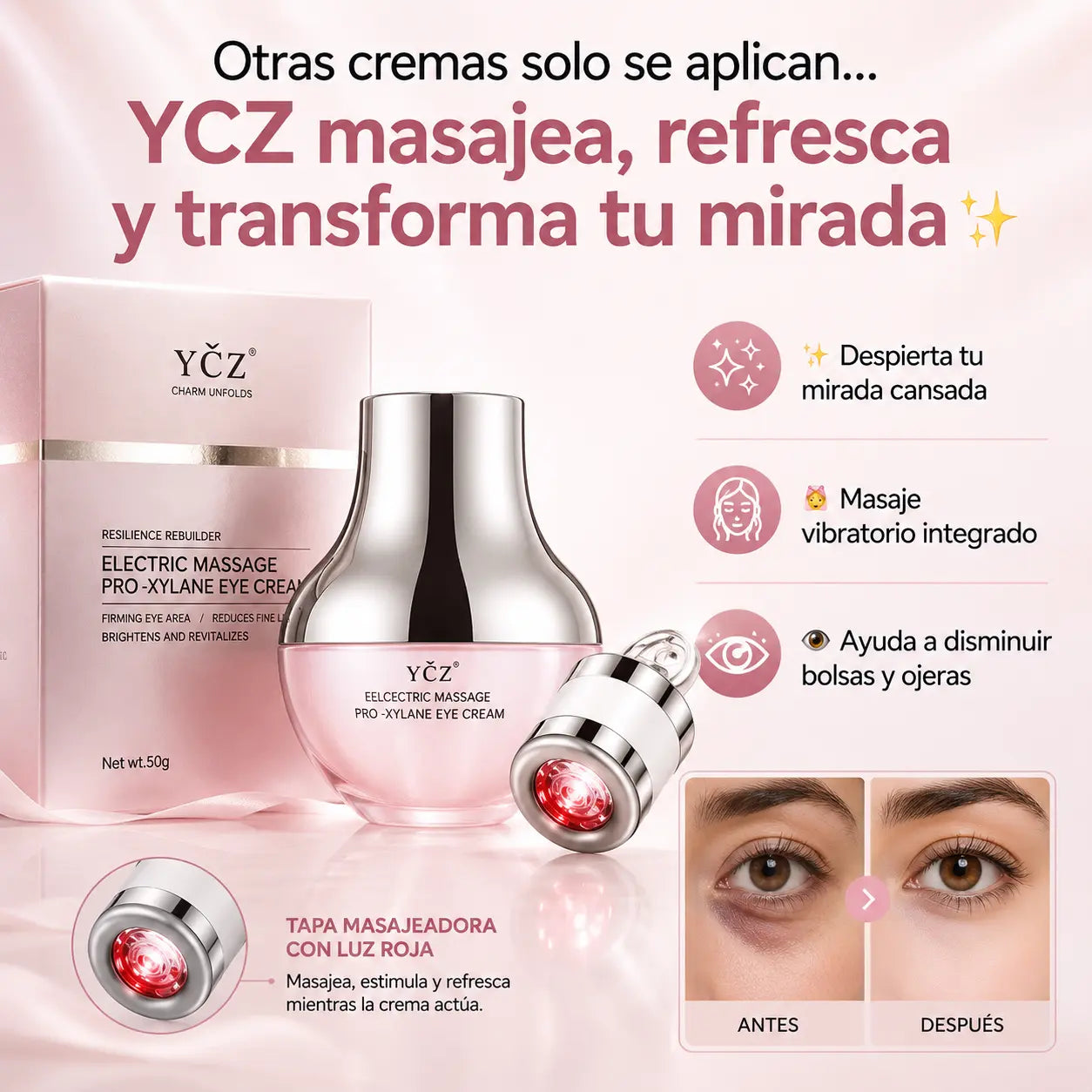 YCZ- La crema MÁS VIRAL que masajea y despierta tu mirada ✨