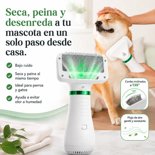 Cepillo Secador 2 en 1: transforma el secado de tu mascota en un momento tranquilo