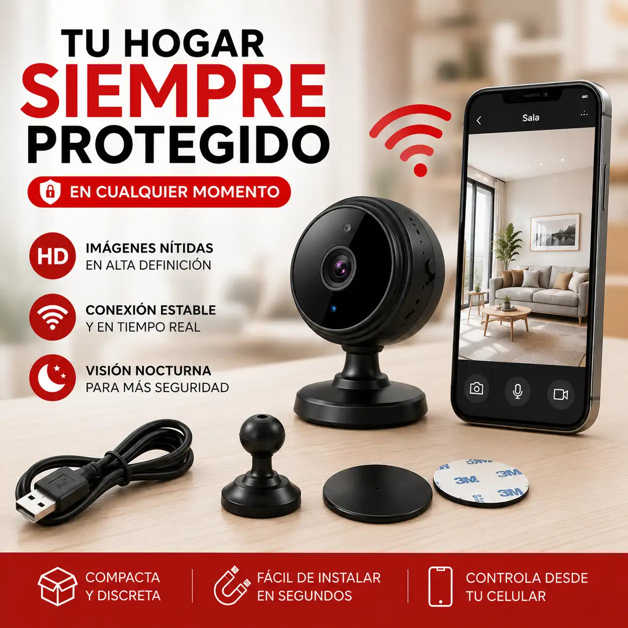 Mini Cámara de Seguridad A9 | Mantén tu hogar siempre a la vista 📱